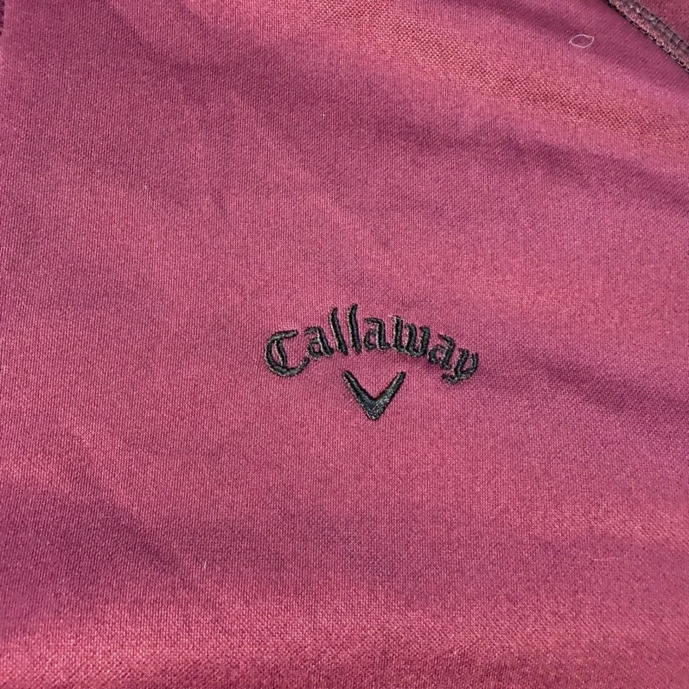Callaway Quarter Zip Pullover Mens Medium Burgundy Fleece Lined Golf Sweater
